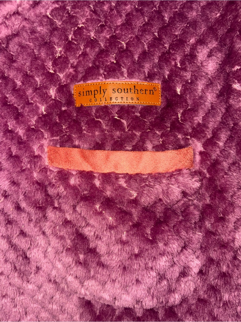 Simply Southern Plush Zip-Up Jacket in Mauve with Peach Trim - Picture 2 of 4